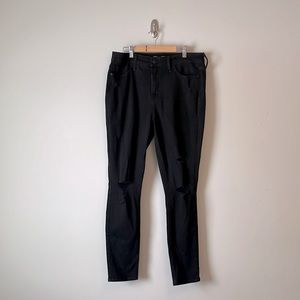 Old Navy rockstar super skinny high rise distressed jeans in jet black